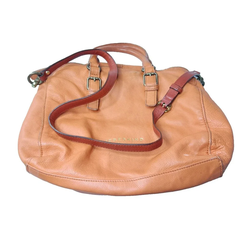 Liebeskind Berlin Orange Leather Handbag Shoulder Bag Purse Retail $275